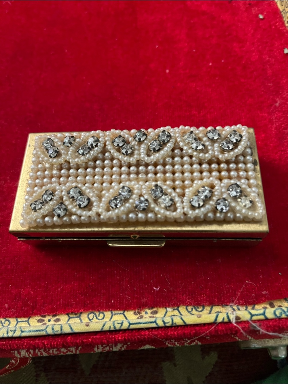 Pearl & Rhinestone Embellished Gold  Case